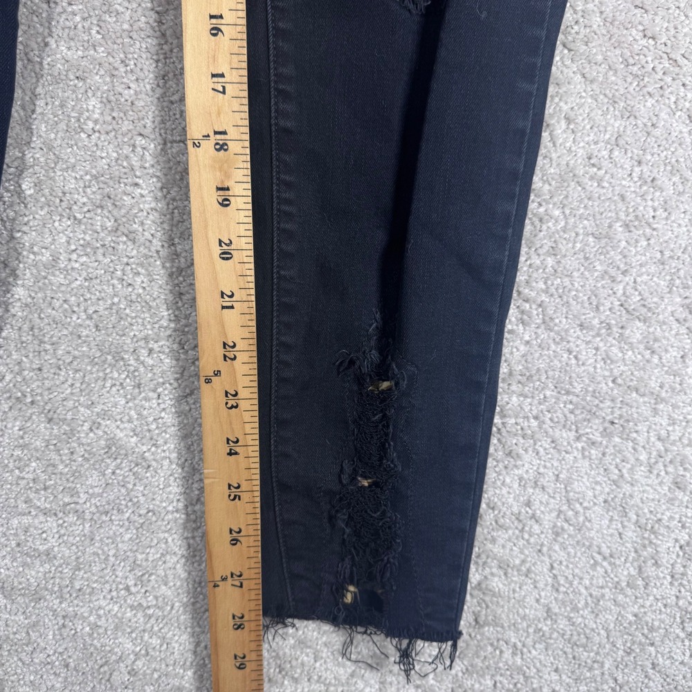 Judy Blue Black Distressed Skinny Jeans Leopard Patch Raw Hem JB82168BK 11/30 - Picture 11 of 12